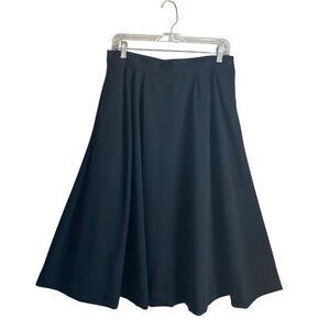 Vintage Rafaella M Made Italy Black Wool A-Line Full Midi Skirt Preppy Old Money